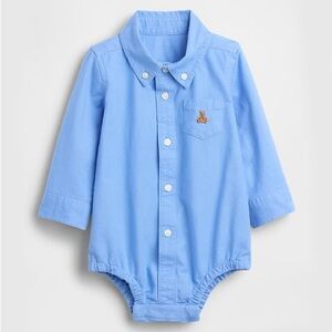 GAP Light Blue Baby Boys Button-up Bodysuit with snap crotch